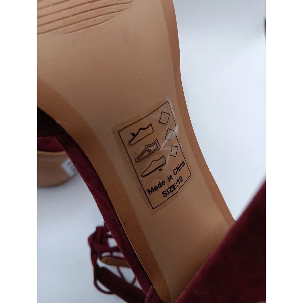 Lola Shoetique Women's Block Heel Ankle Tie‎ Shoes Size 10 Red